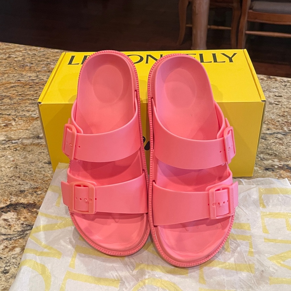 Women's Flamingo Pink LEMON JELLY slides - Picture 3 of 10